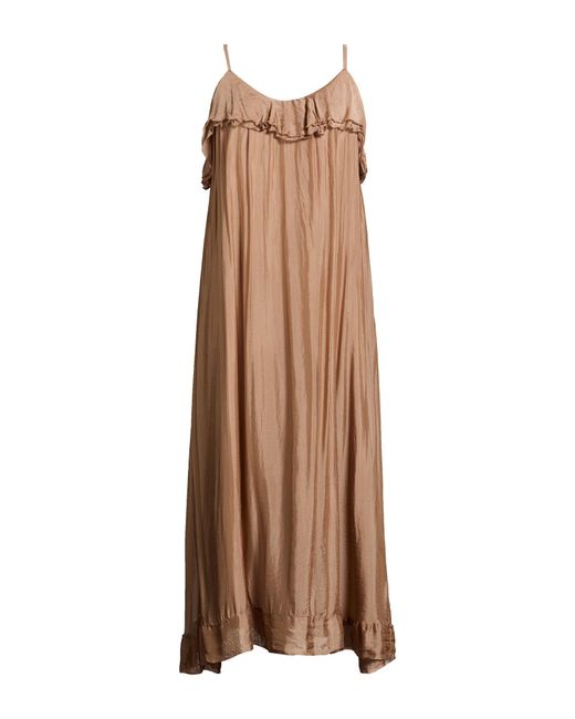 Kaos Brown Maxi Dress Viscose, Silk