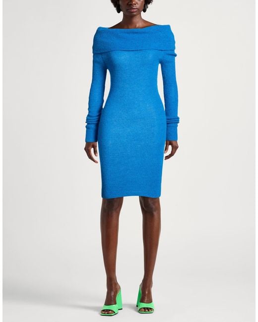 Dondup Blue Azure Midi Dress Polyamide, Alpaca Wool, Wool