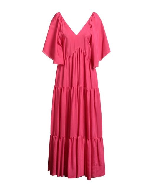Rebel Queen Red Fuchsia Midi Dress Viscose