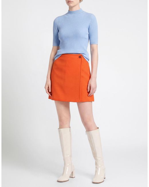 MSGM Orange Mini Skirt Polyester, Elastane