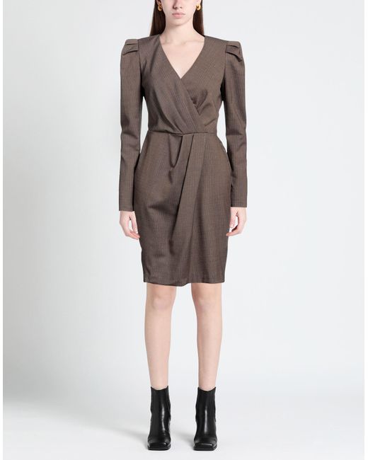 Frase - Francesca Severi Brown Midi Dress Polyester, Wool, Viscose, Elastane, Polyamide