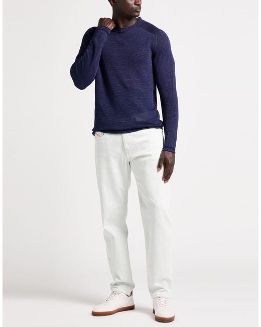 120% Lino Blue Sweater Linen for men