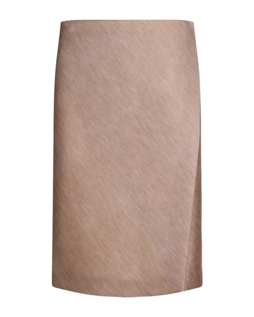 Philosophy Di Lorenzo Serafini Brown Sand Midi Skirt Polyester, Elastane