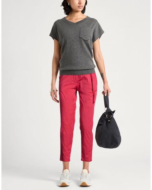 White Sand Red Pants Cotton, Elastane