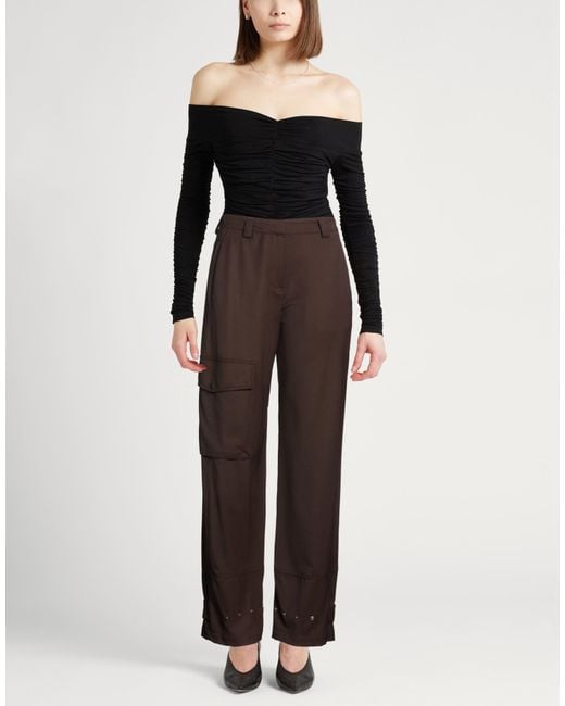 PT Torino Brown Dark Pants Polyester, Wool, Elastane