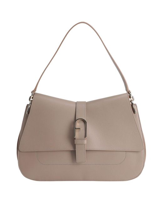 Furla Gray Flow L Top Handle -- Dove Handbag Calfskin