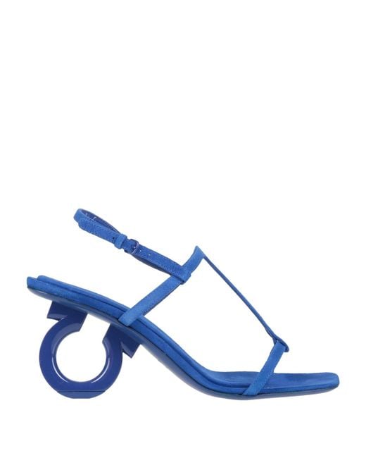 Ferragamo Blue Elina 70 Sandals Calfskin, Lambskin