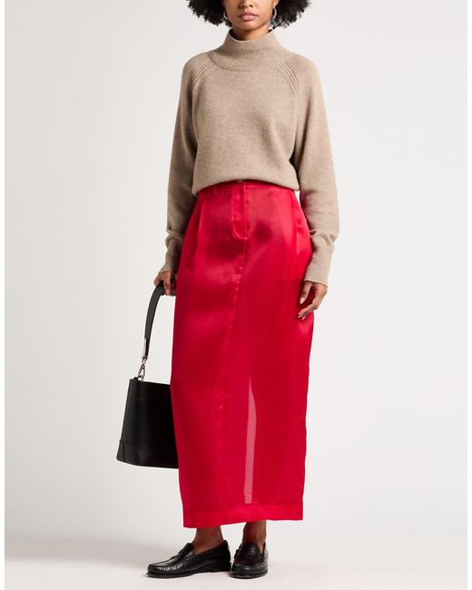 Khaite Red Maxi Skirt Silk