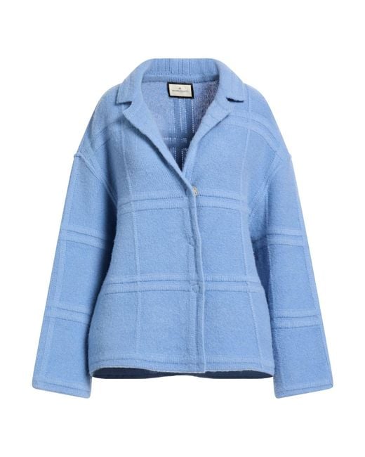 Bruno Manetti Blue Cardigan Virgin Wool, Nylon