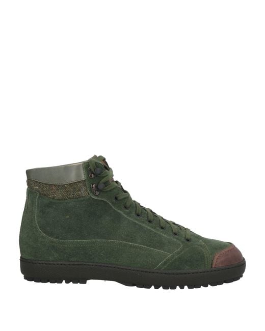 Santoni Green Military Ankle Boots Leather, Textile Fibers for men
