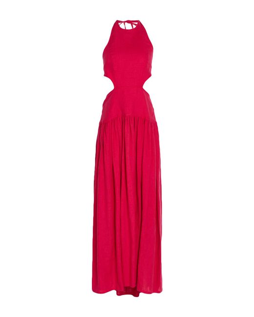 LAVI COUTURE Pink Maxi Dress Linen