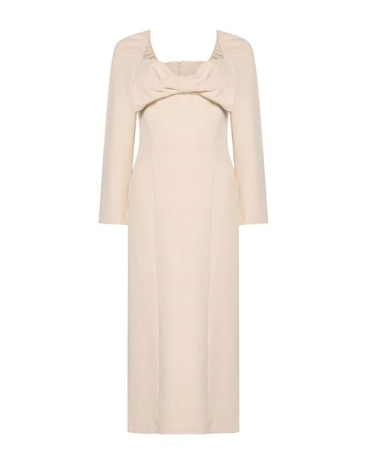 MEIMEIJ Natural Cream Midi Dress Polyester, Elastane