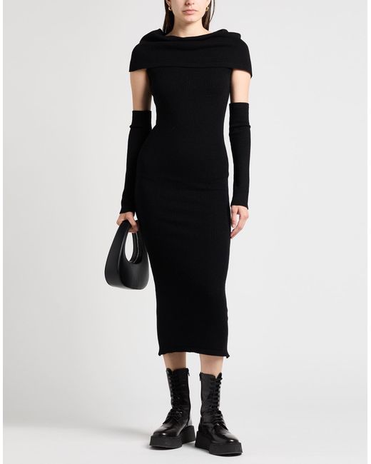 hinnominate Black Midi Dress Viscose, Polyester, Polyamide