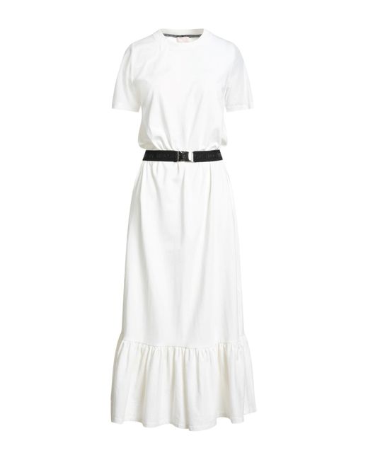 Liu Jo White Midi Dress Cotton, Elastane, Polyester