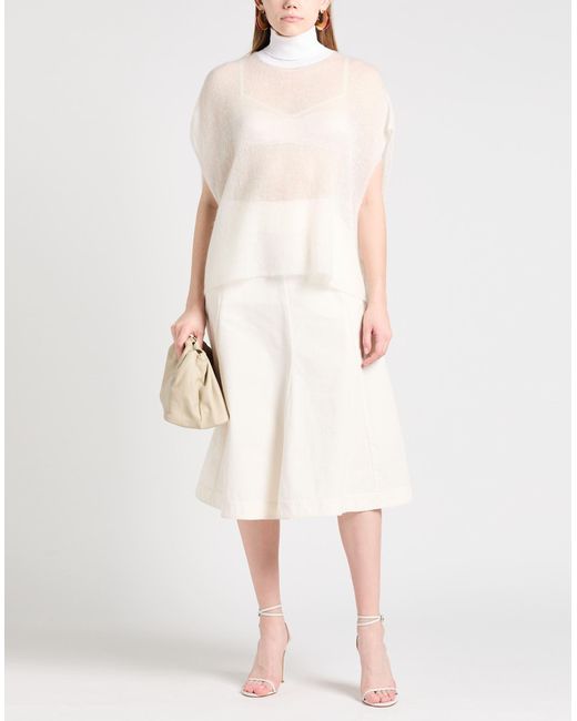 Fabiana Filippi White Turtleneck Mohair Wool, Polyamide, Wool, Viscose, Polyester