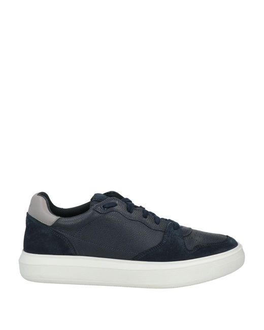 Geox Blue Sneakers Leather, Textile Fibers for men