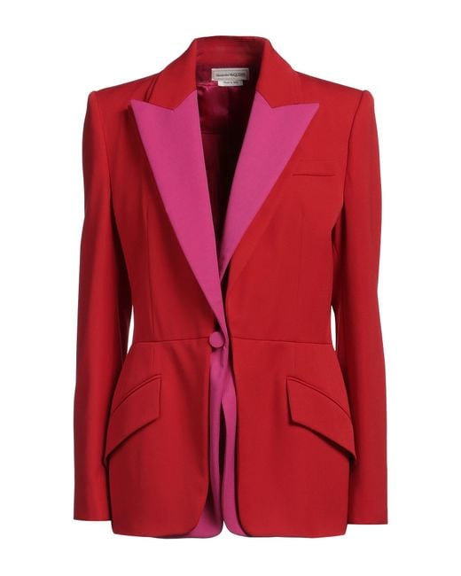McQueen Red Blazer Virgin Wool