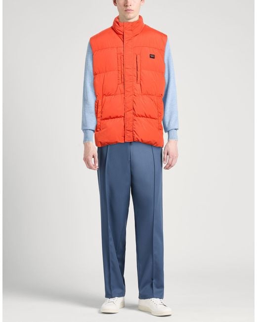 Paul & Shark Orange Vest Nylon, Elastane for men