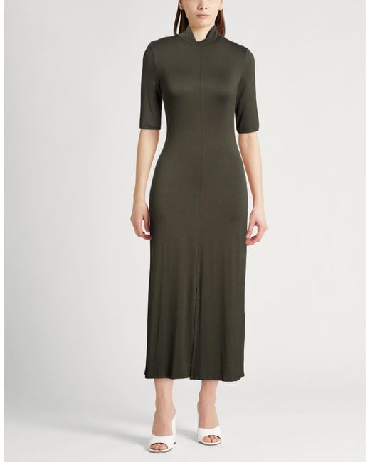 Majestic Filatures Green Military Midi Dress Viscose, Elastane