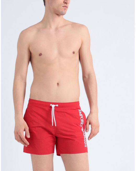 Emporio Armani Red Swim Trunks for men