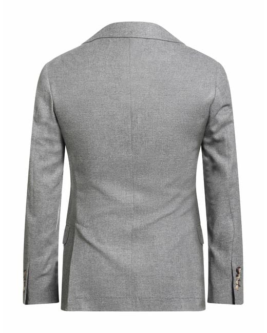 Brunello Cucinelli Gray Blazer Cashmere, Silk for men