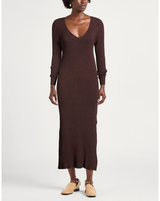 ViCOLO Purple Chocolate Midi Dress Viscose, Polyester, Polyamide