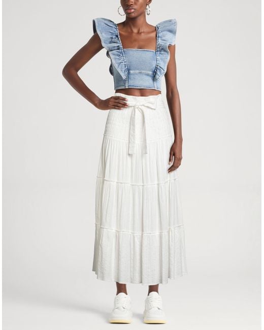 Pinko White Maxi Skirt Cotton, Elastane