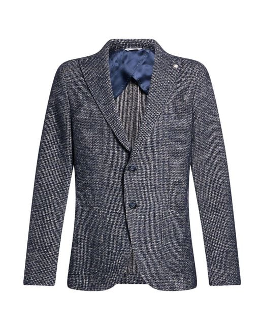 Manuel Ritz Blue Blazer Cotton, Polyester, Acrylic, Wool for men