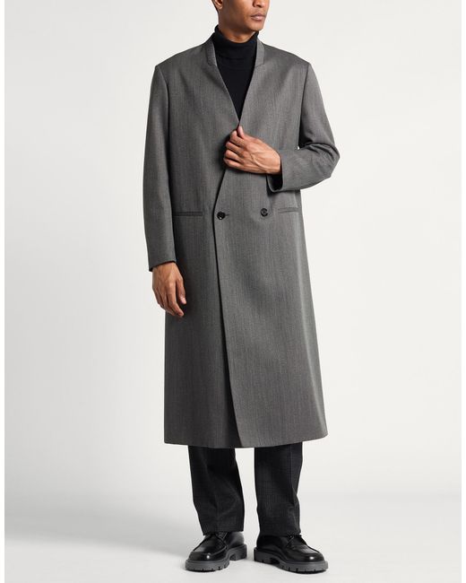 Lardini Gray Charcoal Overcoat & Trench Coat Virgin Wool for men