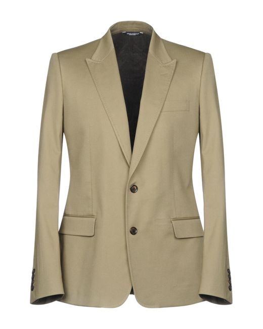 Dolce & Gabbana Green Sand Blazer Cotton, Silk, Polyester for men