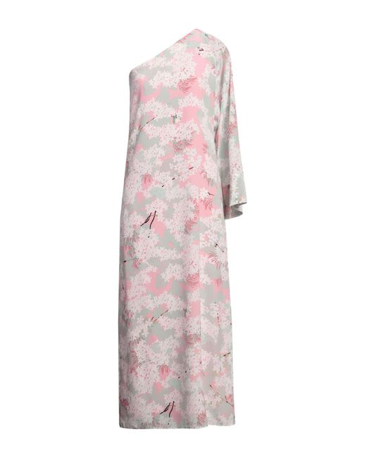 Jian Ya Na Women's Pink Boho Maxi Dress - Vintage Floral Print Long Sleeve Round Collar Dress