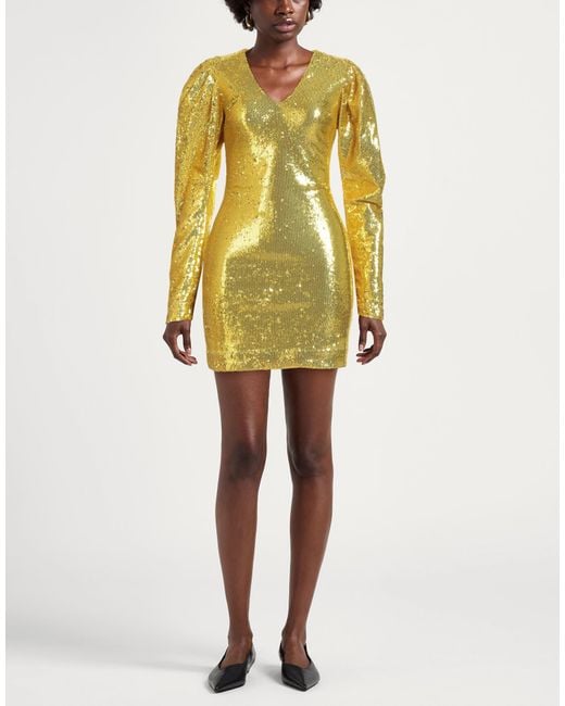 Suoli Yellow Mini Dress Polyester