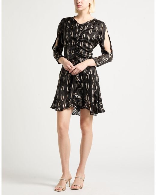 Isabel Marant Black Mini Dress Silk, Metallic Polyester