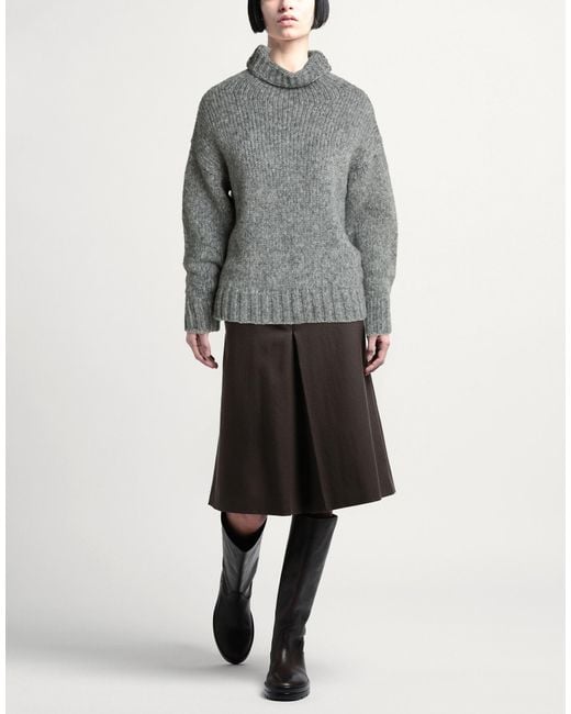 Alpha Studio Gray Turtleneck Wool, Polyamide, Metal Fiber