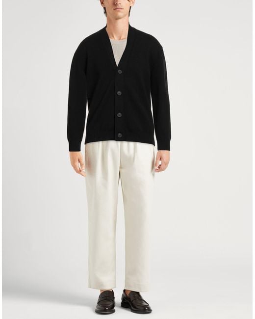 Alpha Studio Black Cardigan Merino Wool for men