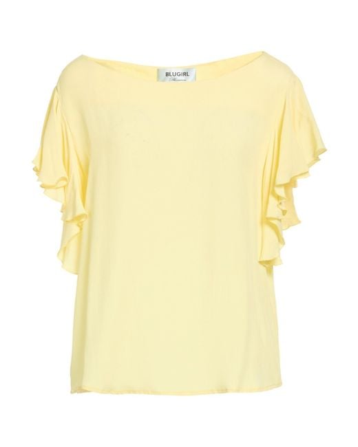 Blugirl Blumarine Yellow Top Acetate, Silk, Polyamide