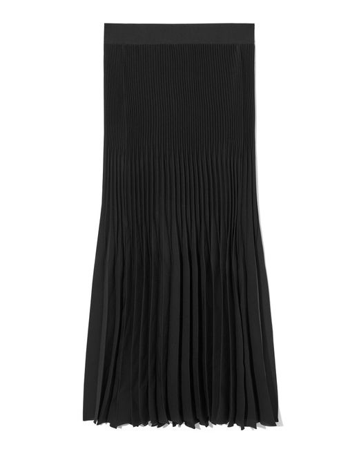 COS Black Pleated Midi Skirt