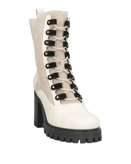 Pollini Natural Ivory Ankle Boots Leather