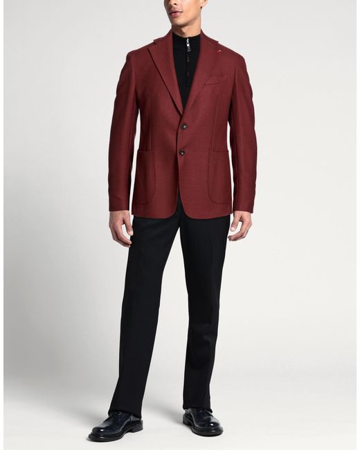 MULISH Purple Blazer Polyester, Wool for men