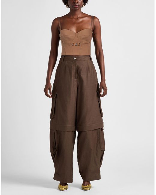 Elisabetta Franchi Brown Camel Top Viscose, Cotton, Polyamide, Elastane