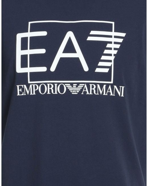 EA7 Blue T-Shirt Cotton, Elastane for men