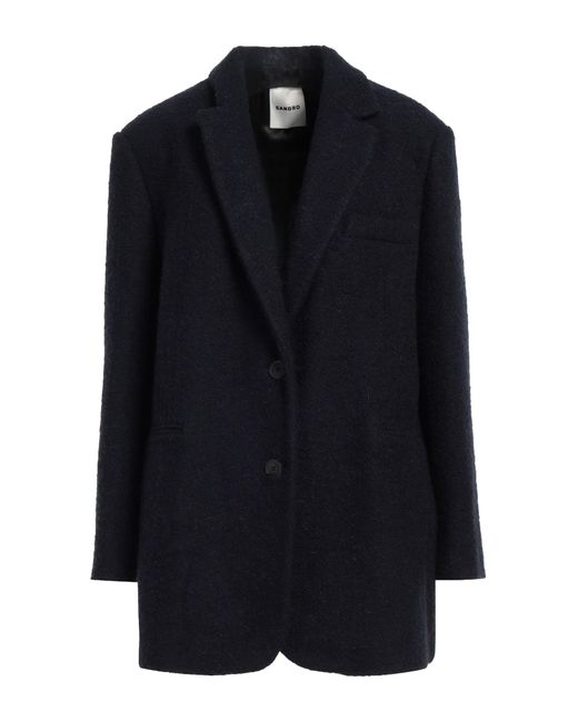Sandro Blue Coat Cotton, Wool, Polyester, Acrylic, Alpaca Wool