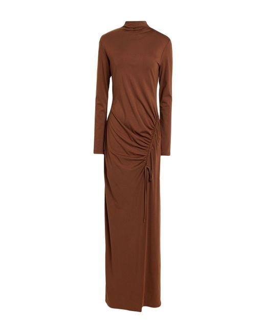 Mar De Margaritas Brown Maxi Dress Rayon, Polyamide, Elastane
