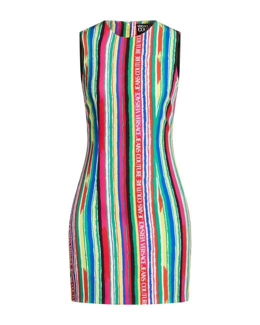 Versace Jeans Couture Blue Mini Dress Polyester, Elastane