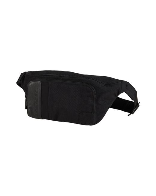 Piquadro Black Belt Bag Cow Leather, Polyester, Cotton, Metal for men