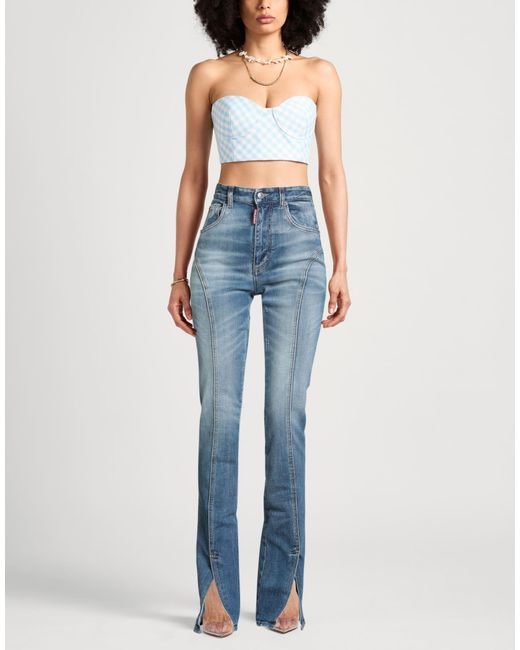 DSquared² Blue Jeans Cotton, Elastane, Calfskin