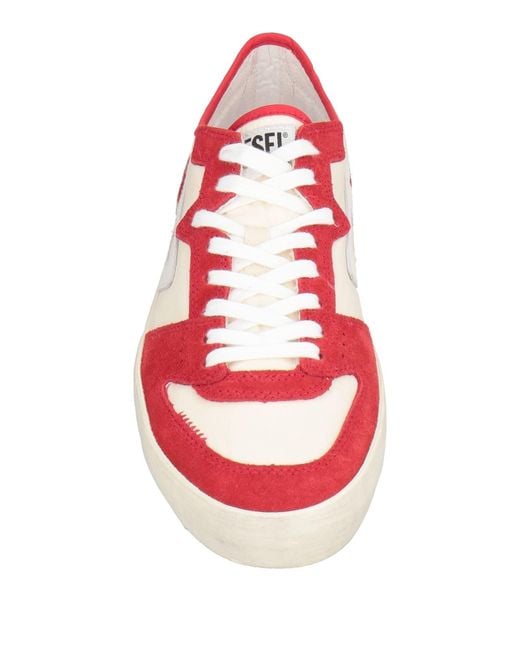 DIESEL Red Sneakers Cow Leather, Polyester for men