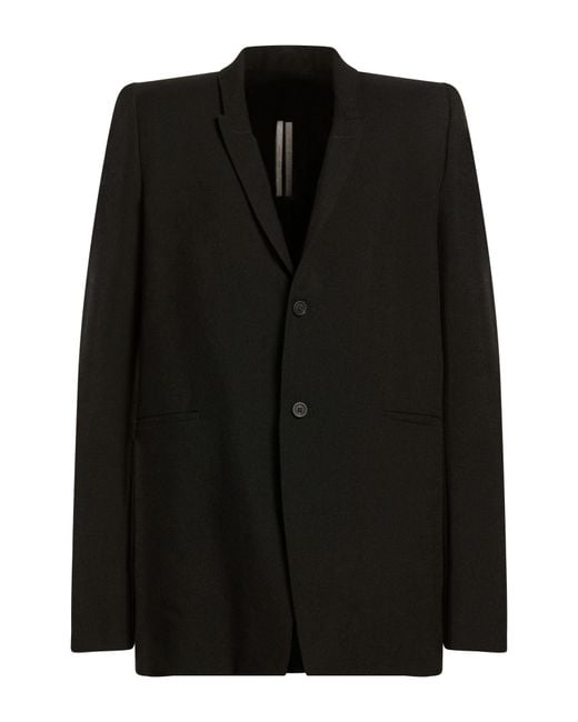 Rick Owens Black Blazer Virgin Wool for men