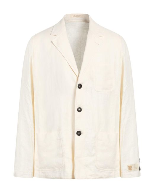 Massimo Alba Natural Ivory Blazer Linen for men