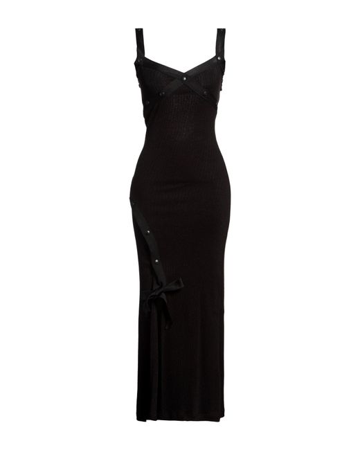 Gcds Black Maxi Dress Polyester, Viscose, Elastane